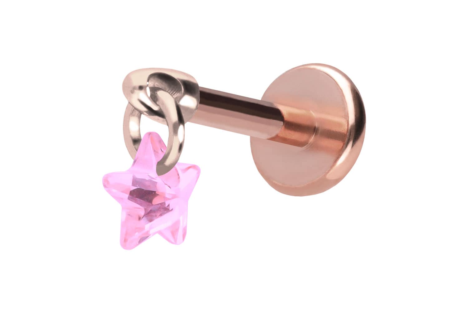 Titan Labret Piercing mit Push Fit KRISTALLSTERN